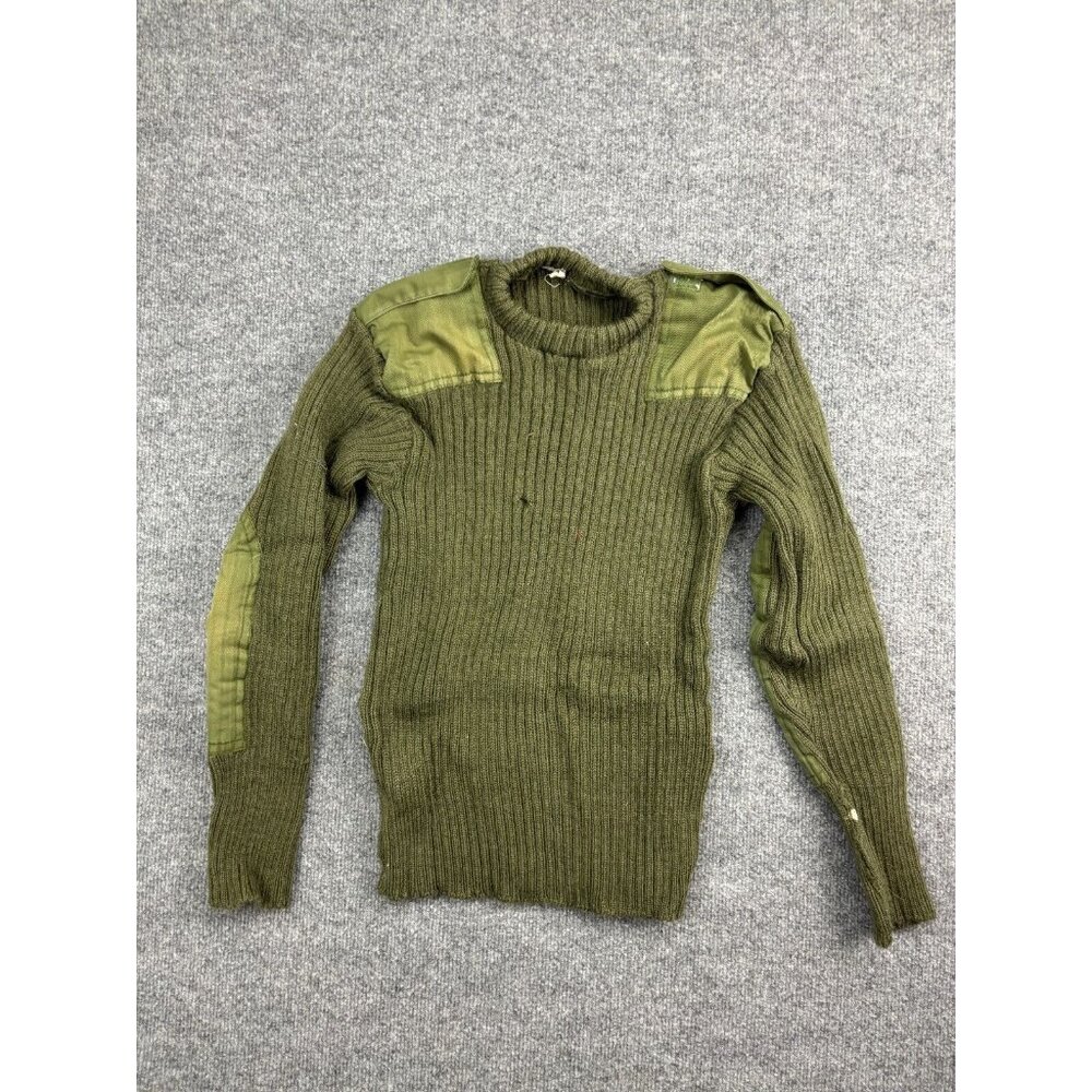 Vintage British Military Jumper Sweater Men's 15 Green Wool Pullover Crew Neck